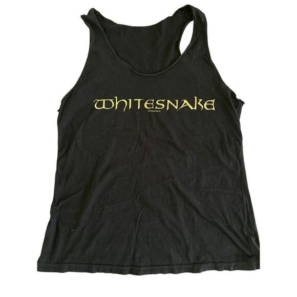 Whitesnake Women’s Gold Foil Logo Black Tank Top S/M David Coverdale 80s - Picture 1 of 5